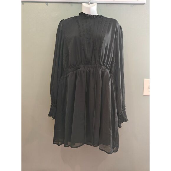 disturbia Spirit Sheer Pintuck Ruffle Mini Dress uk 16 - Picture 3 of 4